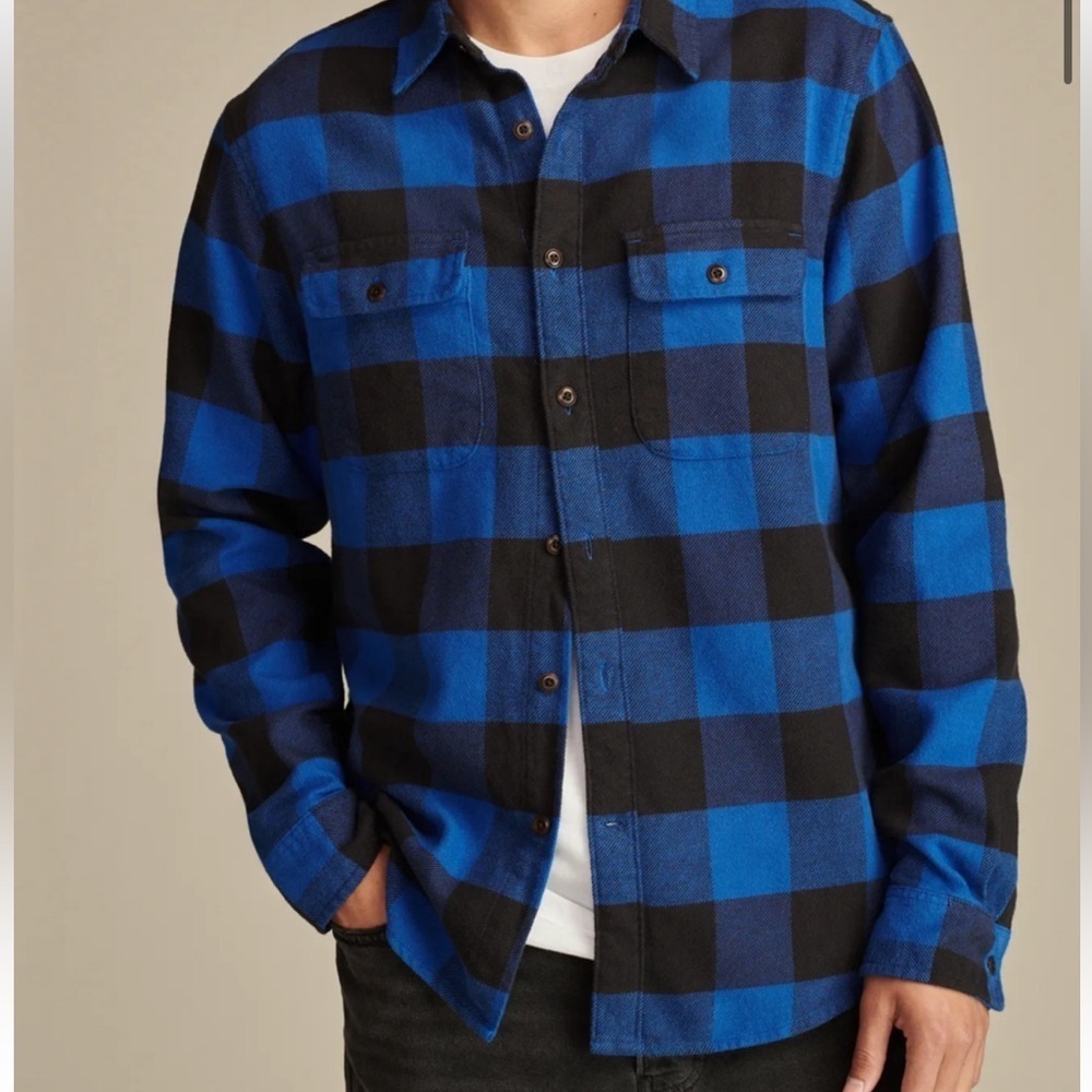 FIELD & STREAM Buffalo Plaid Heavy Weight Flannel Shirt Men's Med Jacket Blue - Picture 3 of 15